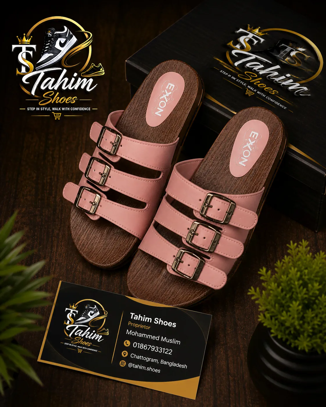 Exxon Triple Buckle Comfort Slide Sandal – Pink