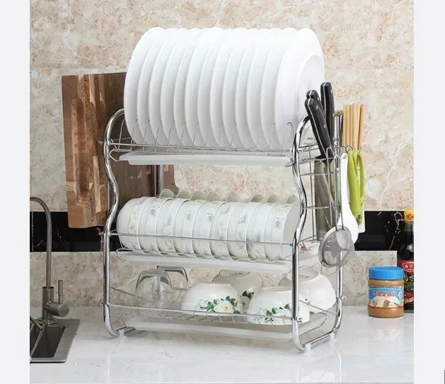 3 Layer Dish Drainer Rack Stainless Steel (P-3191)