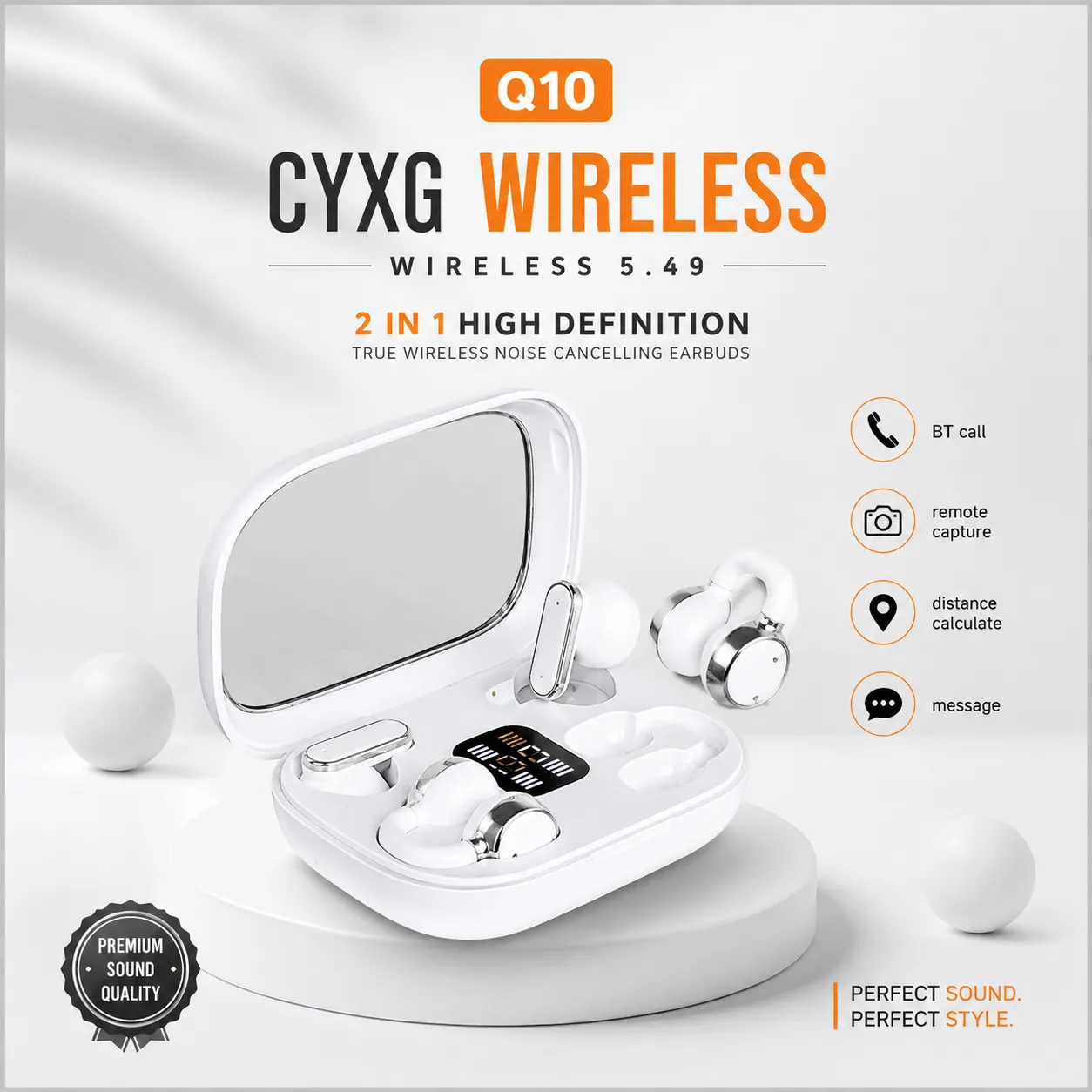 Q10 Hifi stereo sports noise reduction earbuds