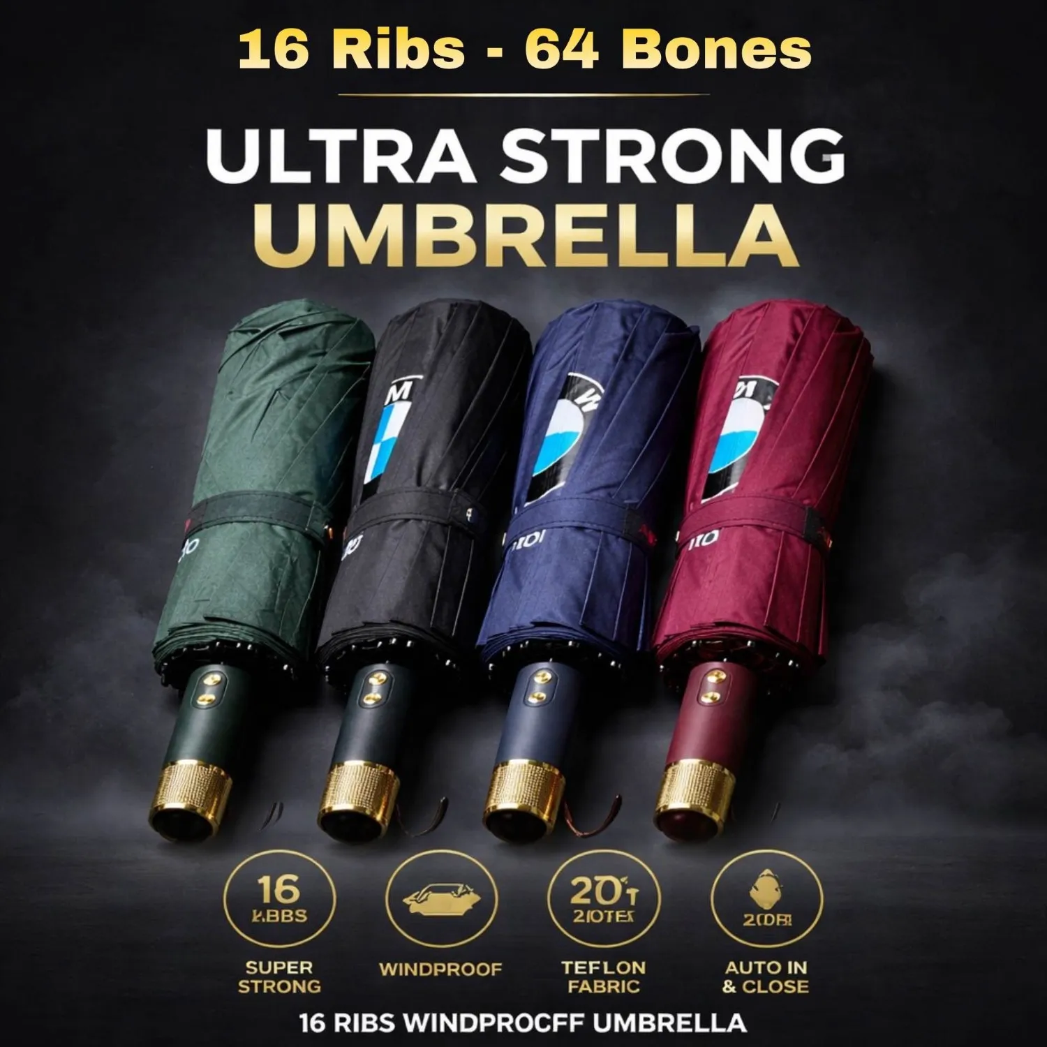 BMW 16 Ribs 96 Bones Windproof Auto Umbrella SBBD-29164