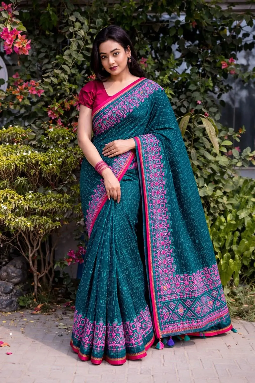 Semi Moslin Sharee with Blouse