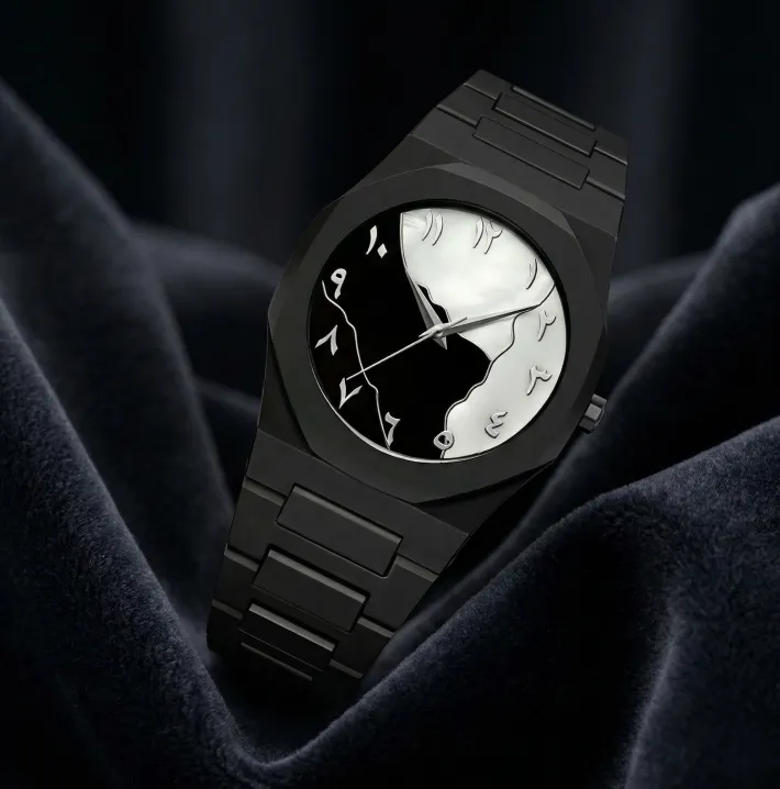 Arabic Dial Premium Marble Finish Ladies Watch with Butterfly Lock