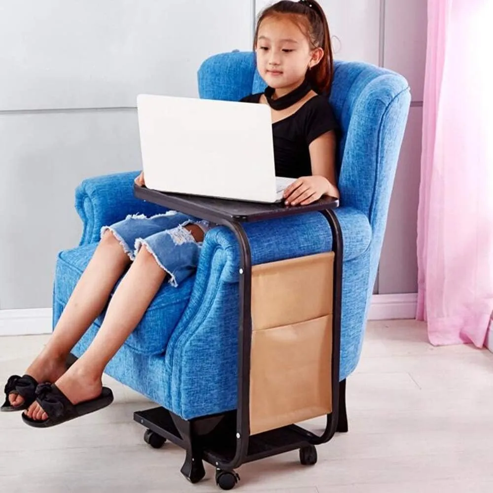 Moveable Side Table with Storage Pocket & Wheels