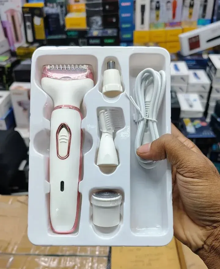 4-in-1 Rechargeable Lady Shaver & Hair Removal Beauty Kit for Women | Painless Electric Razor, Eyebrow, Nose & Body Hair Trimmer (USB Charging)
