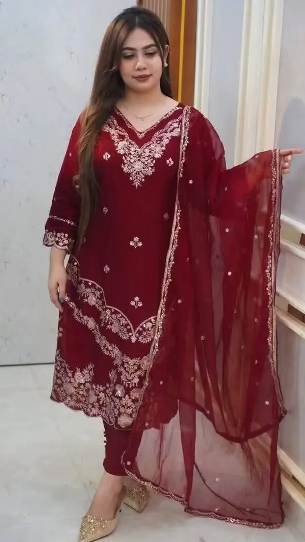 Embroidery Three Piece