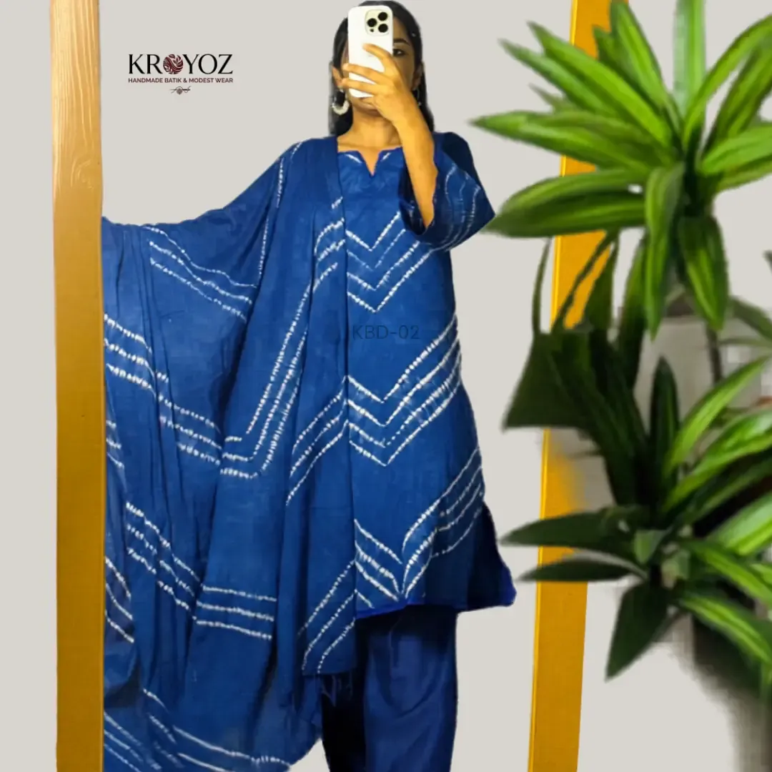 Handmade Navy Blue Shibori Batik Dress | KBD-02