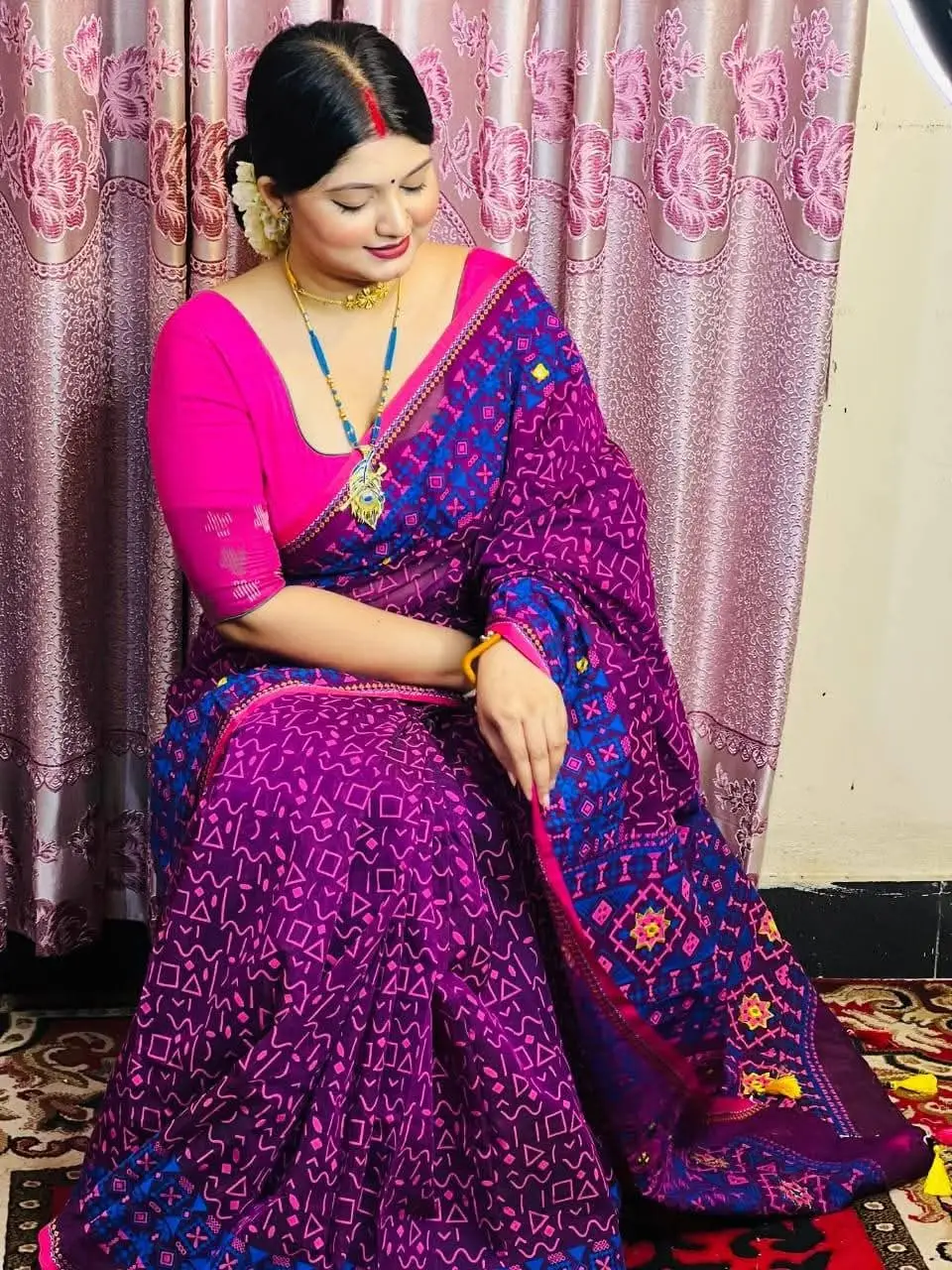 Semi Moslin Sharee with Blouse