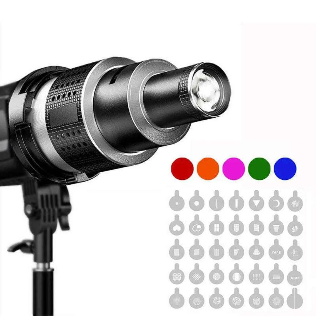 Bowens Mount Optical Spotlight Snoot Lens Kit with 35 Gobos