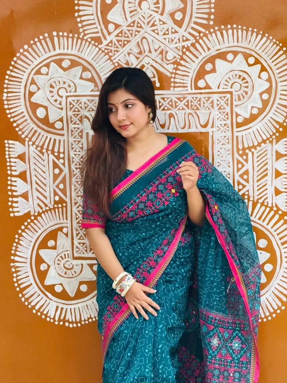 Semi Moslin Sharee with Blouse