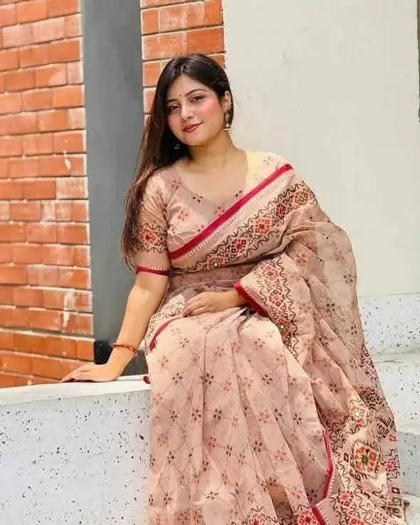 Semi Moslin Sharee with Blouse