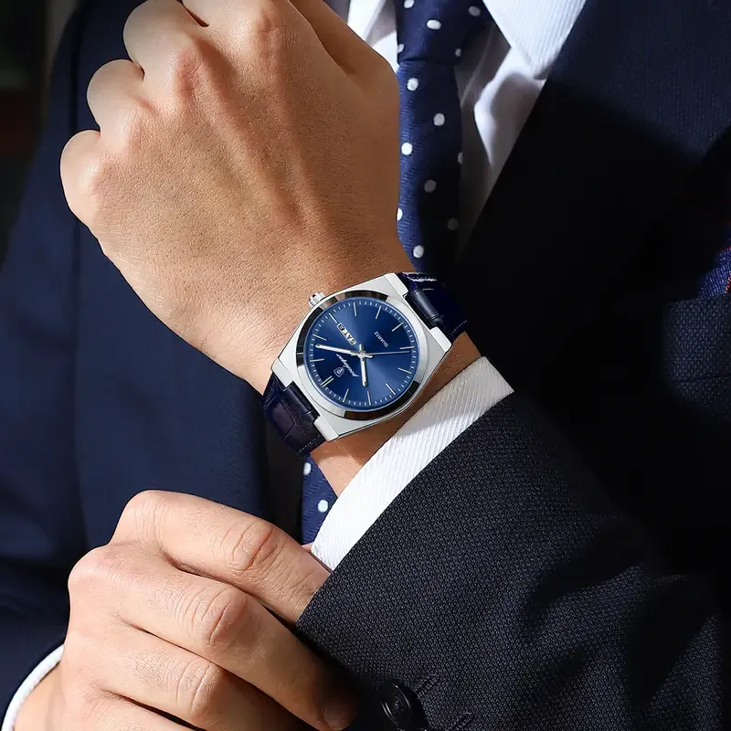 POEDAGAR 930 Luxury Watch for Men Leather Man Wristwatch Quartz Clock Waterproof Luminous Date Week Men’s Watches Reloj+box