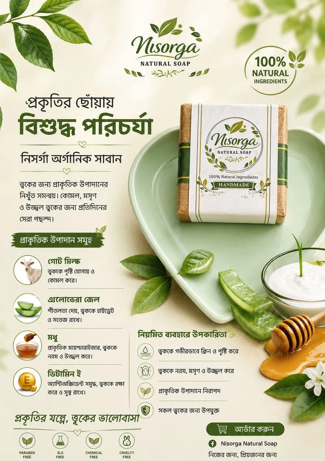 নিসর্গা হ্যান্ডমেড অর্গানিক সাবান।
