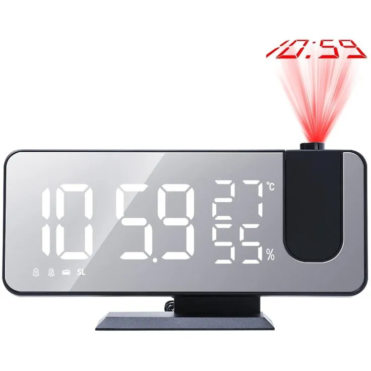 3 in 1 LED Mirror Clock with Projection
