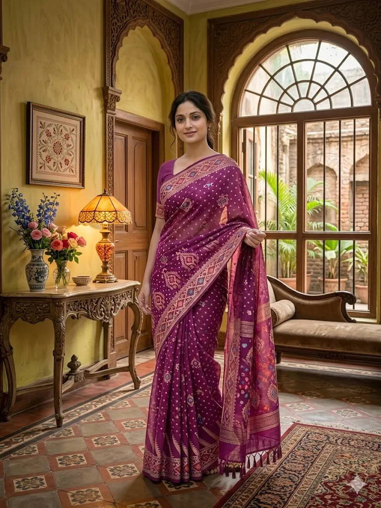 এক্সক্লুসিভ রয়্যাল পার্পেল সিল্ক জামদানি শাড়ি