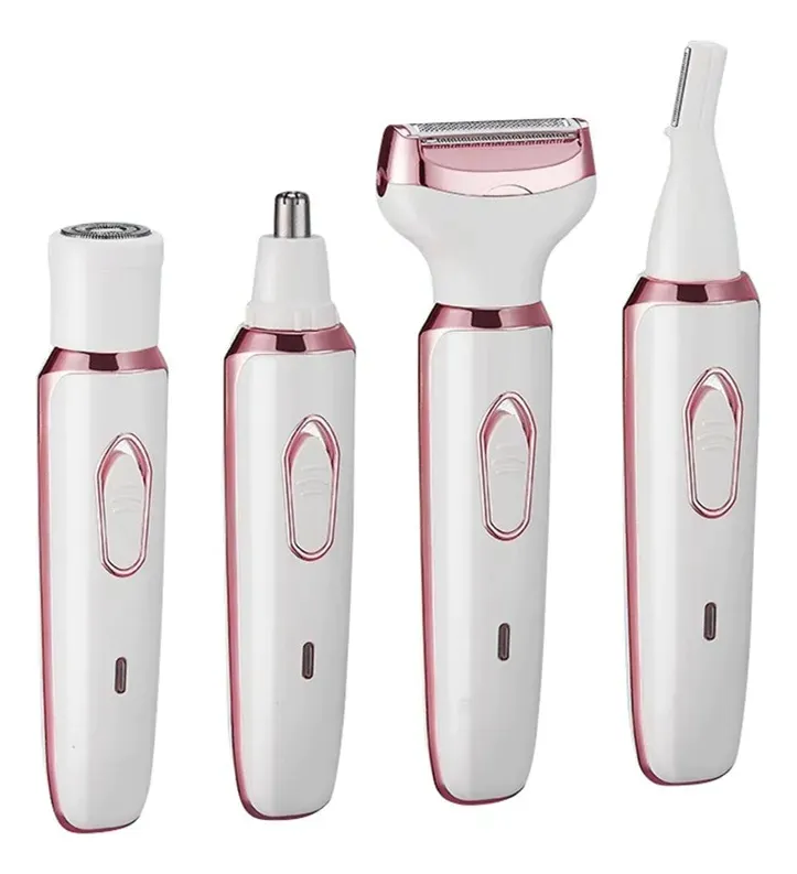 4-in-1 Rechargeable Lady Shaver & Hair Removal Beauty Kit for Women | Painless Electric Razor, Eyebrow, Nose & Body Hair Trimmer (USB Charging)