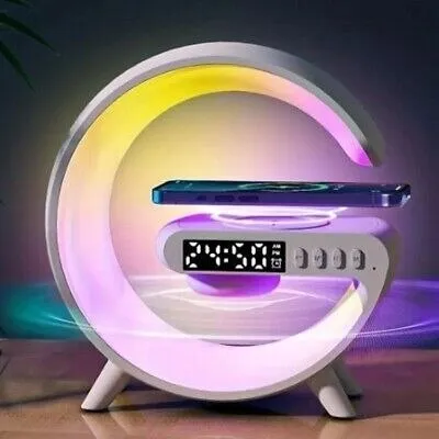 G63 Smart G-Shape LED Table Lamp with Wireless Charger, Bluetooth Speaker & Alarm Clock