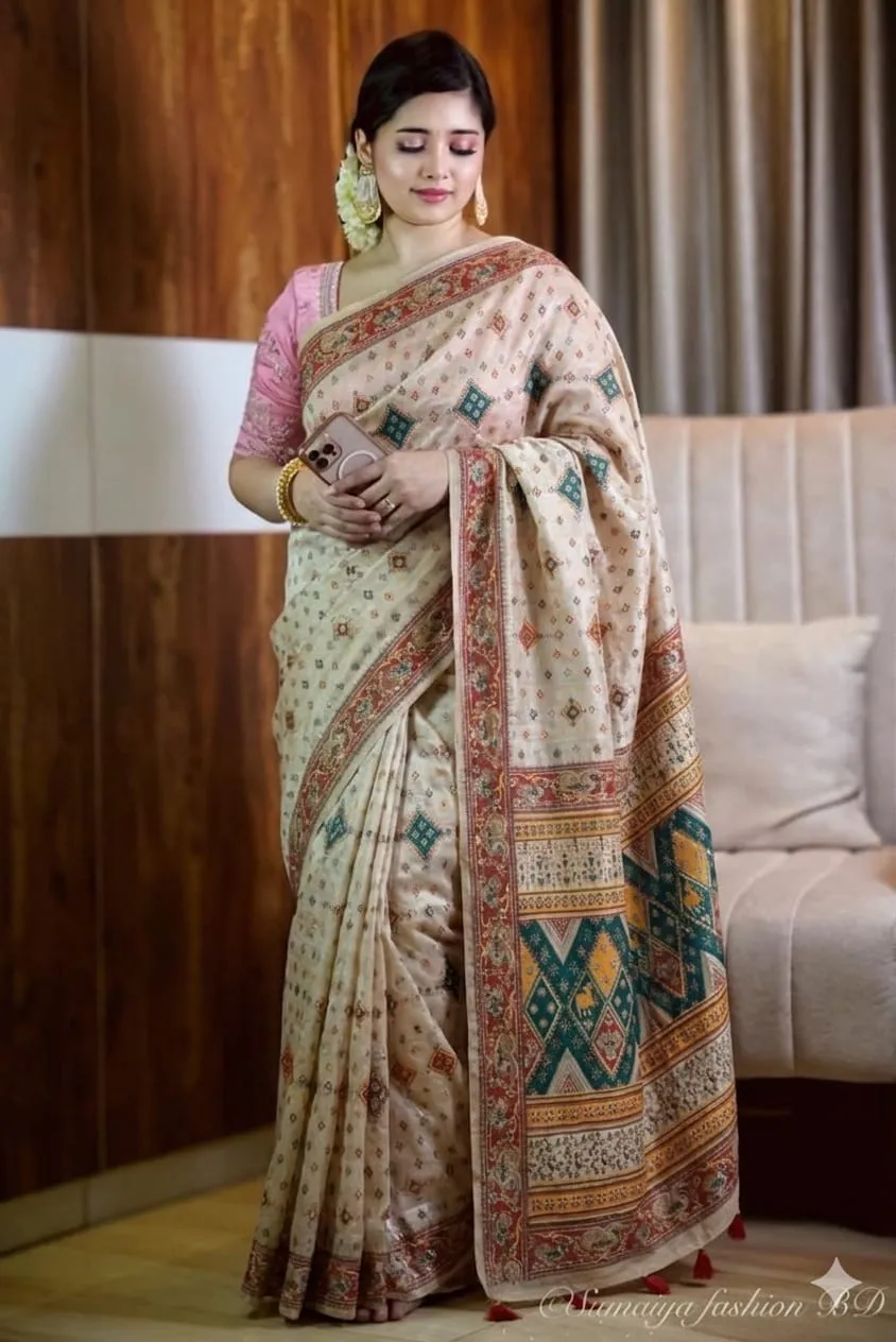 Cotton Skin Print Sharee with Blouse Piece