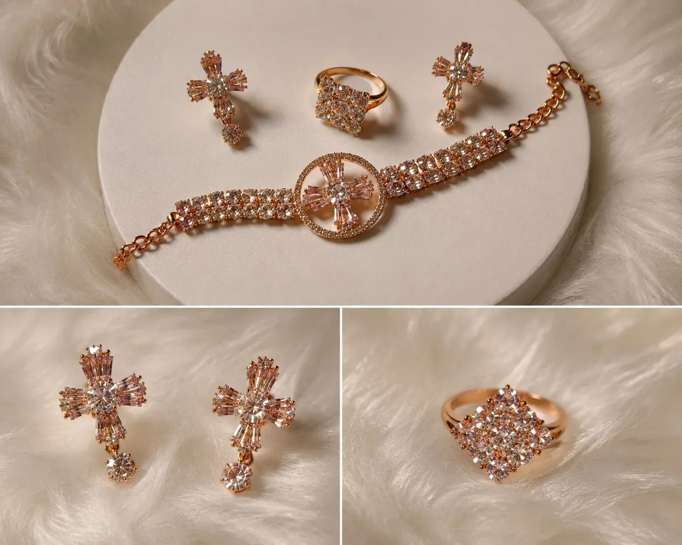 Rose Gold Crystal Elegance Jewelry Set (SNR-3036)