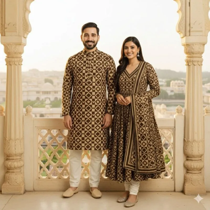 Eid Special Couple Panjabi Three Piece