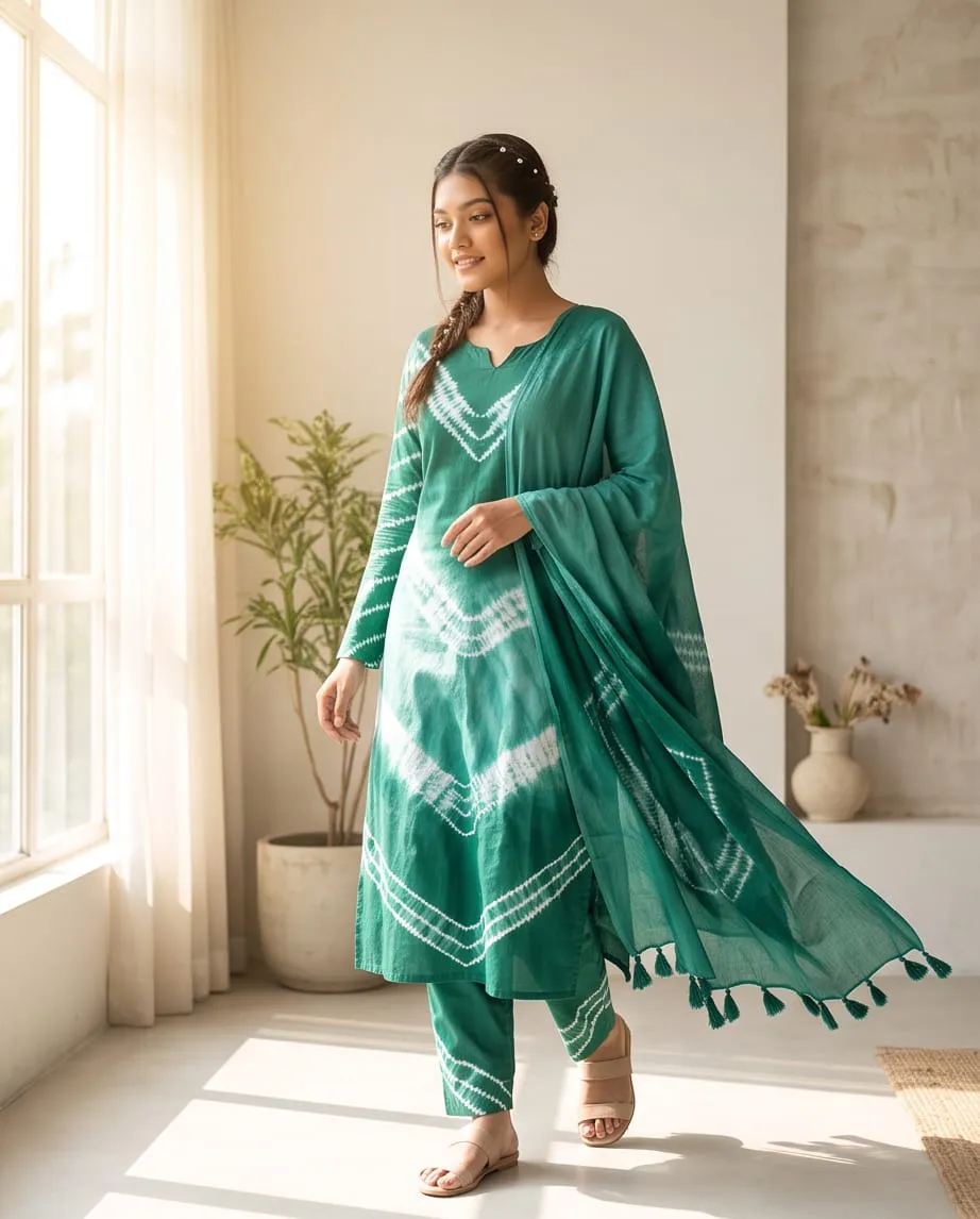 Deep Green Shibori Batik Dress | KBD-09
