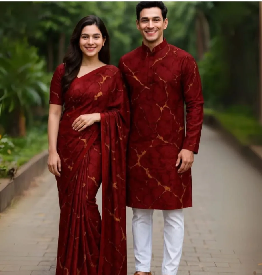 Special Couple Sharee Panjabi