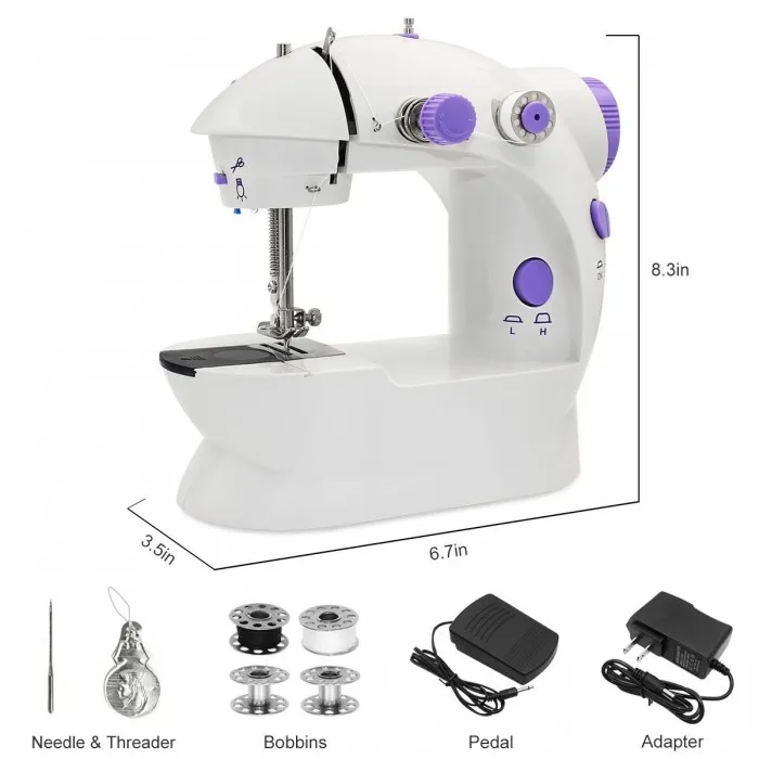 Mini Electric Sewing Machine 4-in-1 Dual Speed Portable Desktop Tailoring Machine