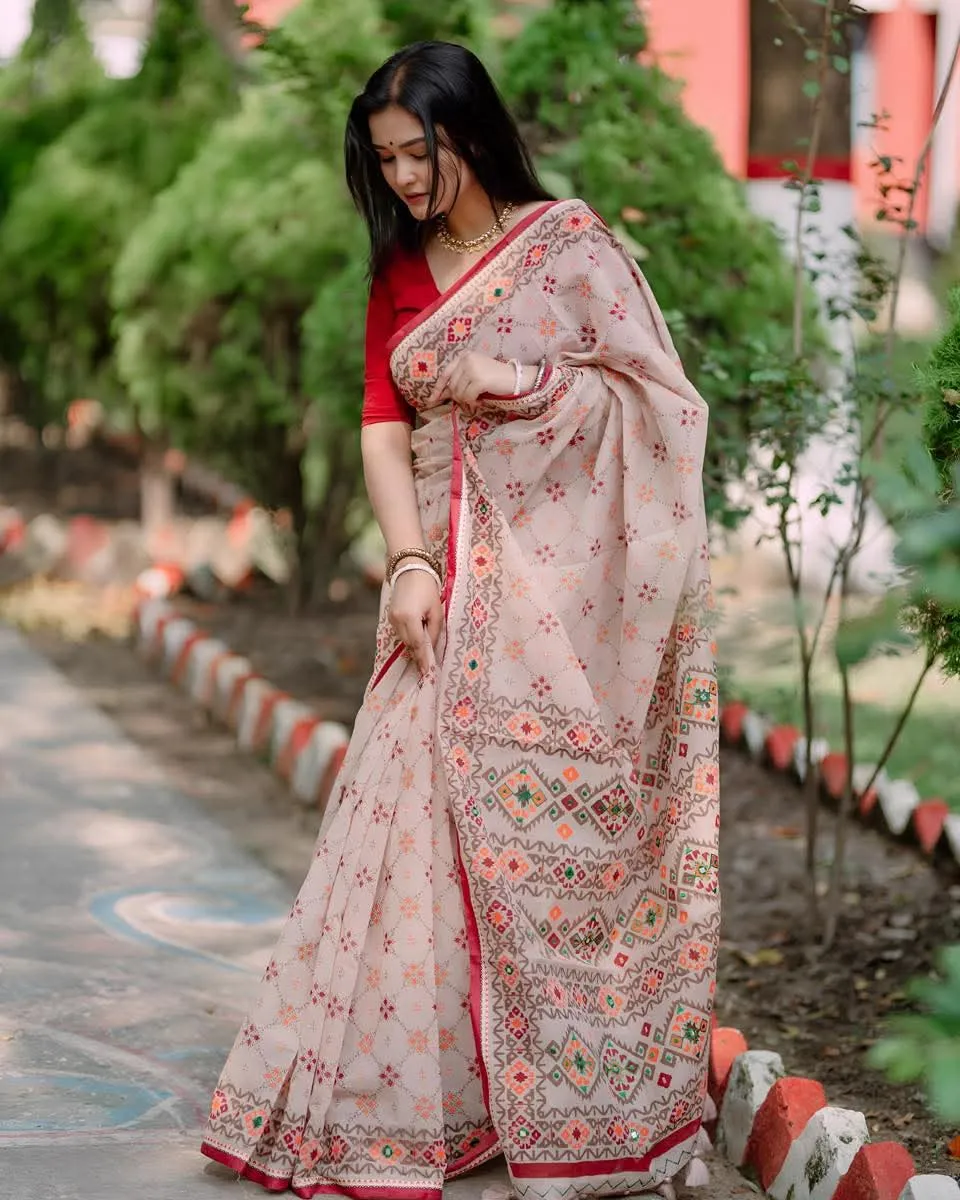 Semi Moslin Sharee with Blouse