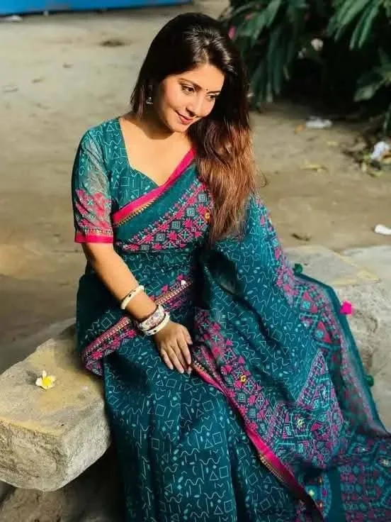 Semi Moslin Sharee with Blouse