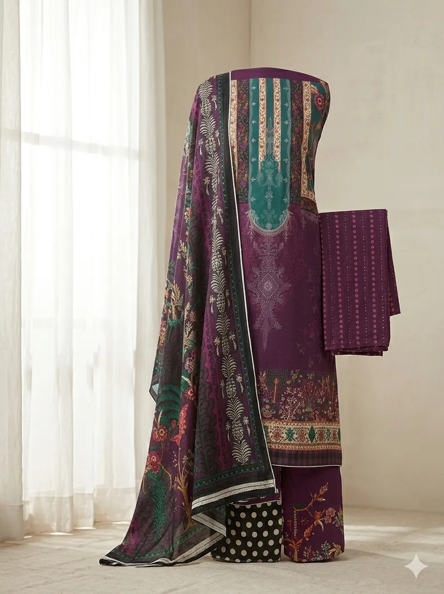 Art's of Noor Exclusive Unstitched and stitched Kameez Set