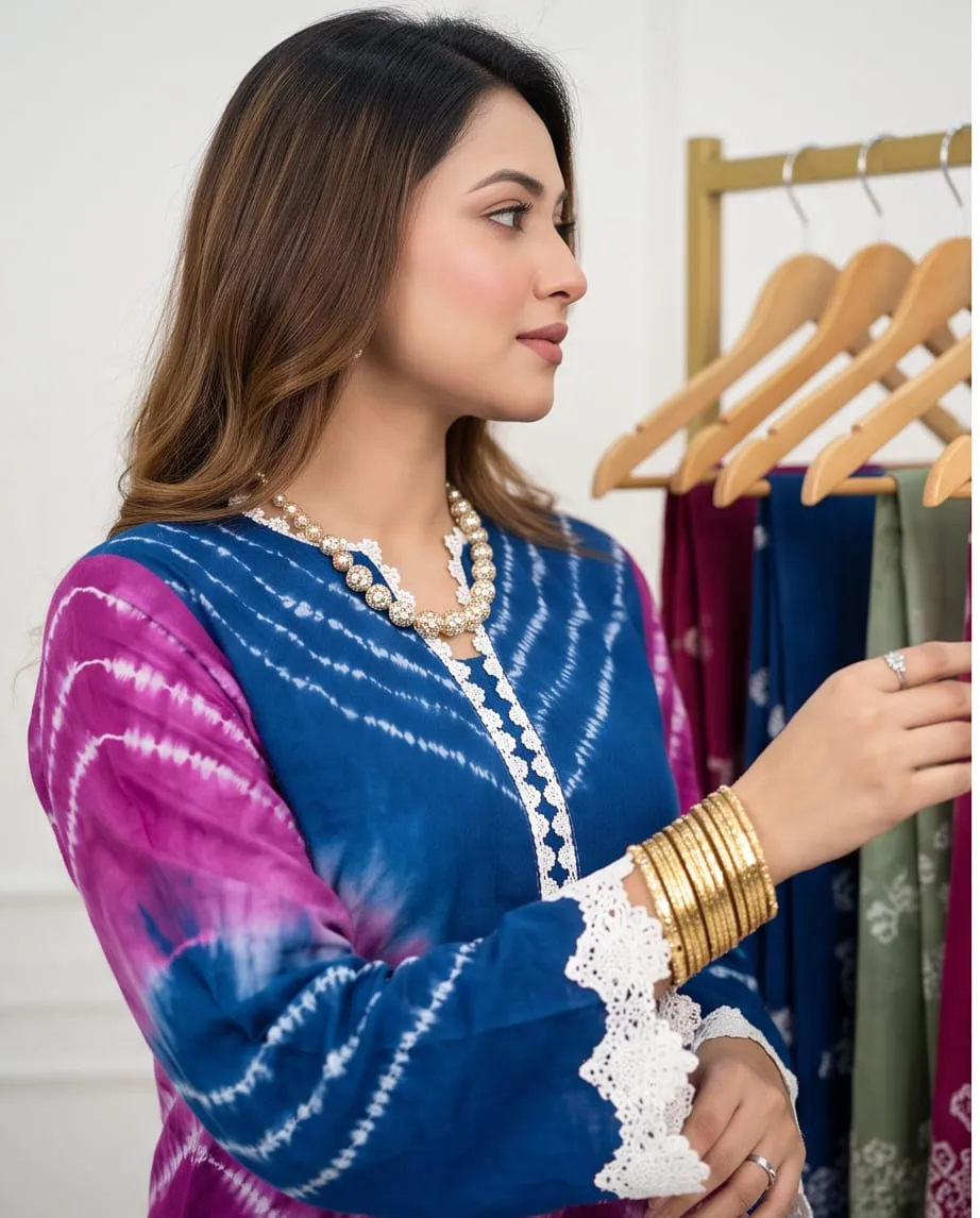 Royal Blue & Magenta Shibori Batik Dress | KBD-01