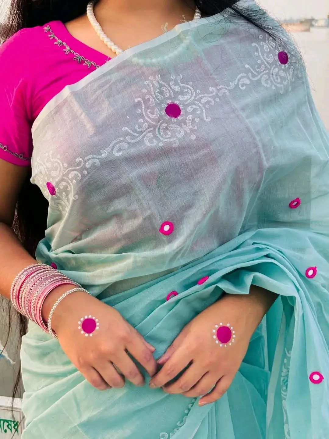 Semi Moslin Sharee with Blouse