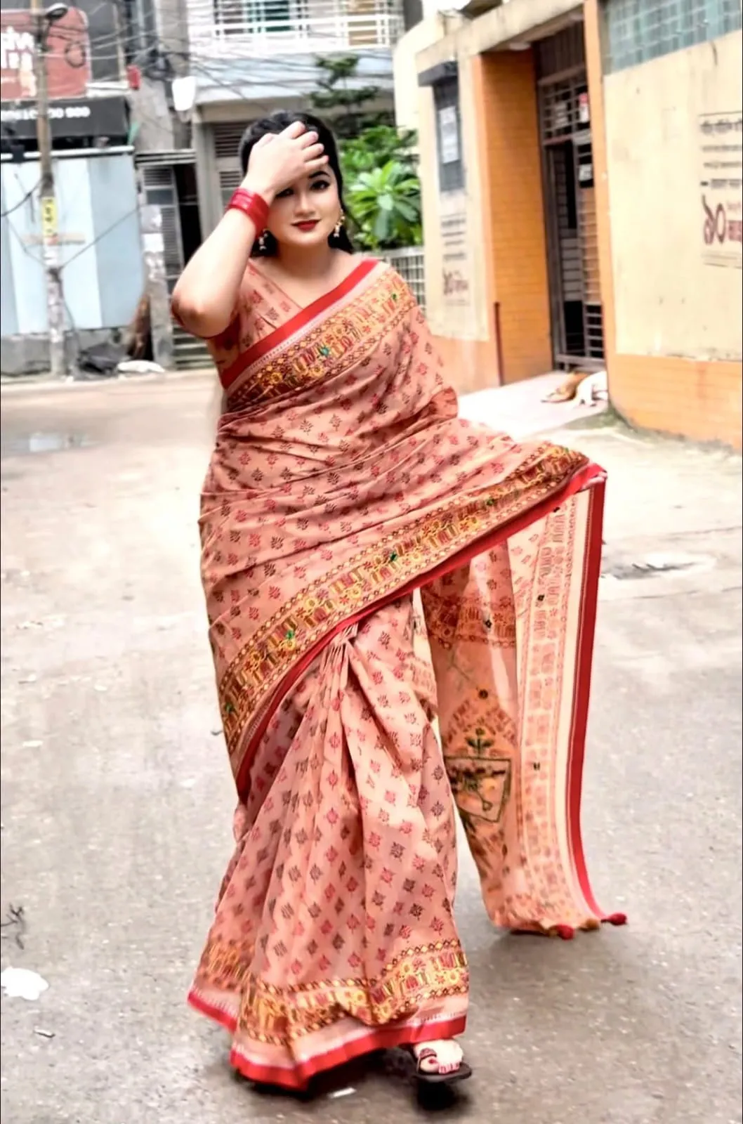 Semi Moslin Sharee with Blouse