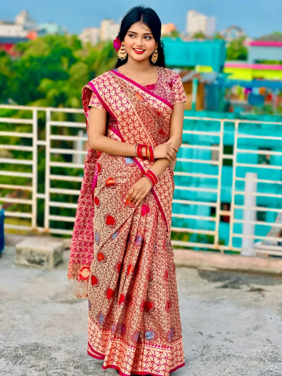 এক্সক্লুসিভ রয়্যাল পার্পেল সিল্ক জামদানি শাড়ি