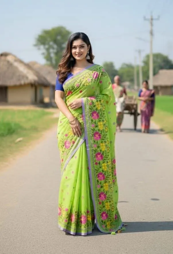 Semi Moslin Sharee with Blouse