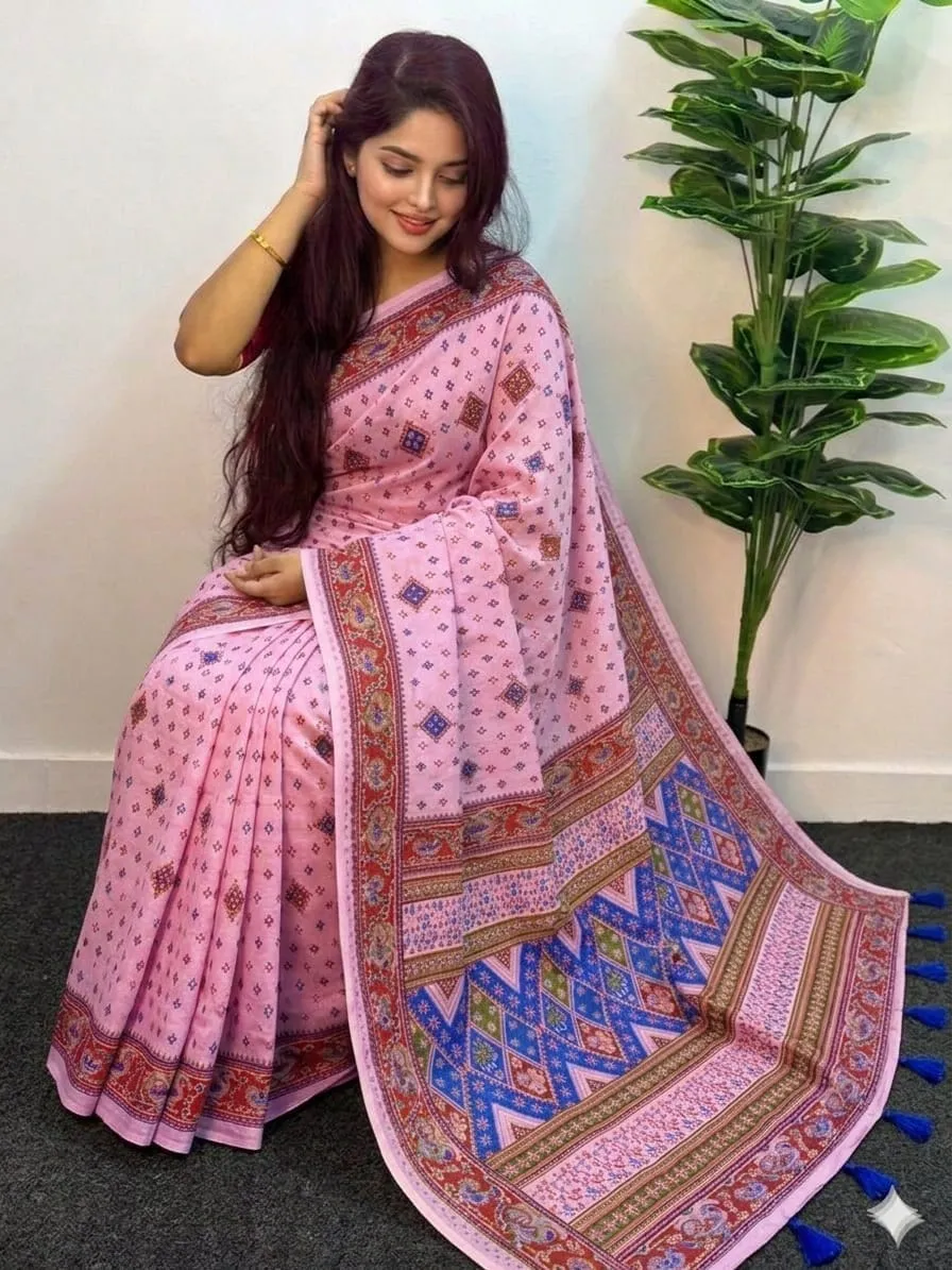 Cotton Skin Print Sharee with Blouse Piece
