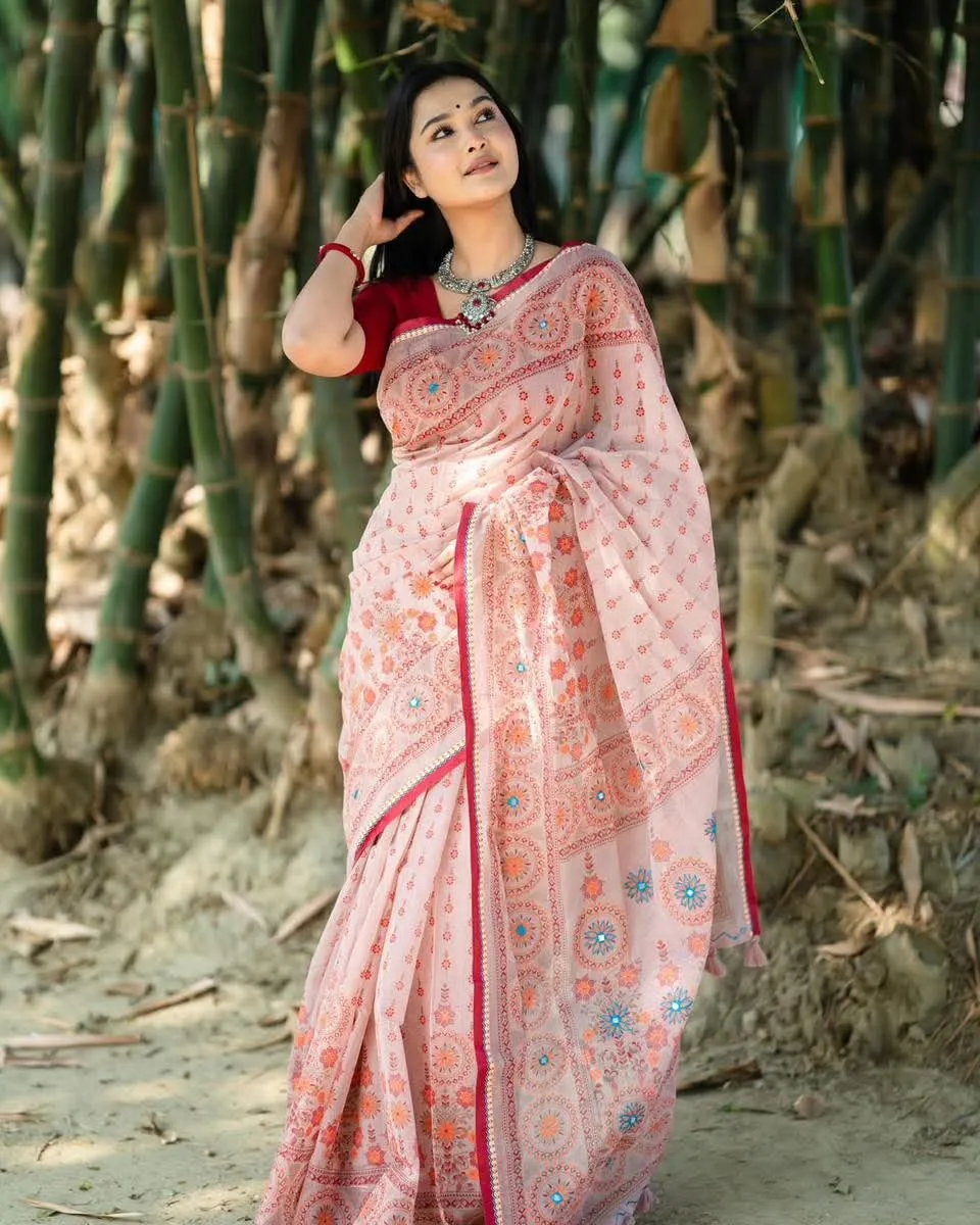 Semi Moslin Sharee with Blouse