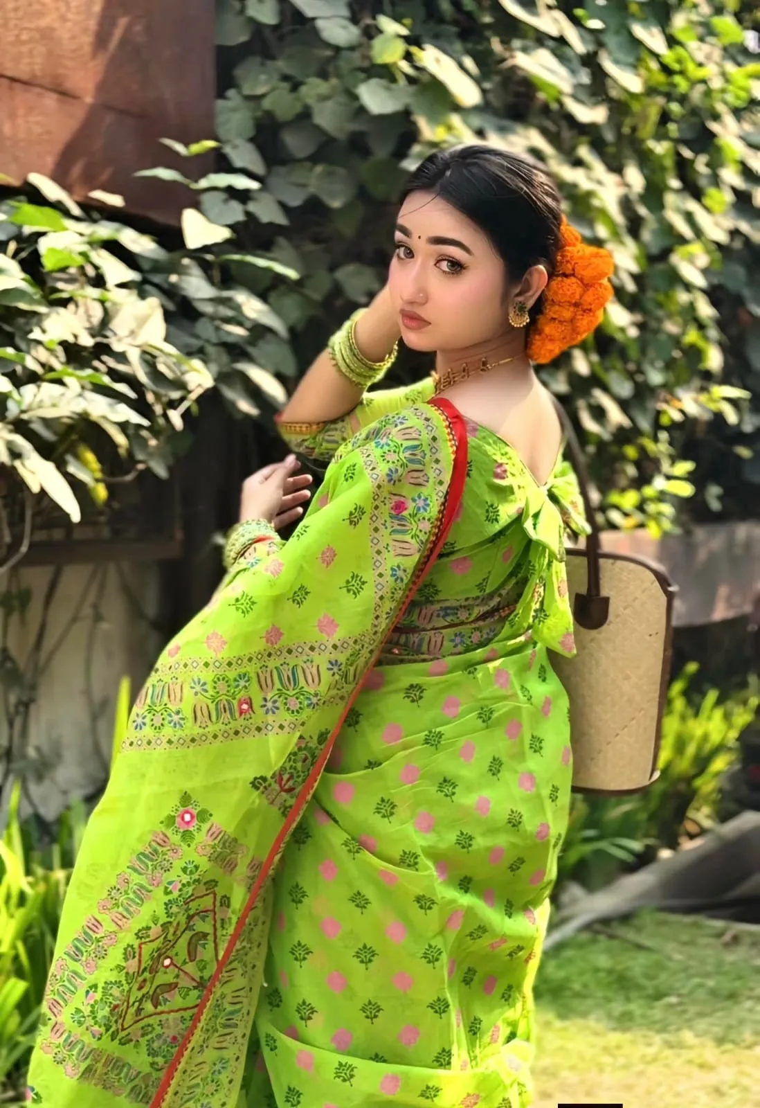Semi Moslin Sharee with Blouse