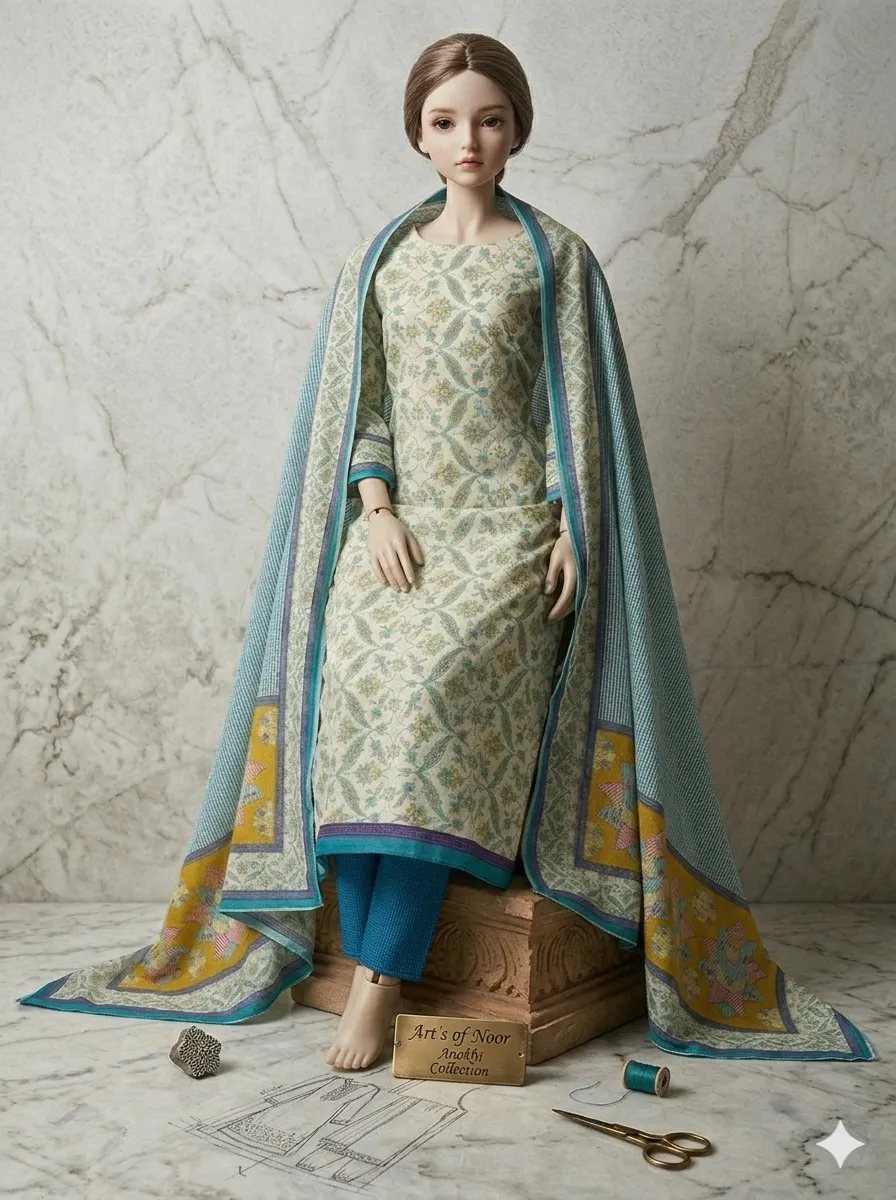 Art's of Noor Exclusive Unstitched and stitched Kameez Set