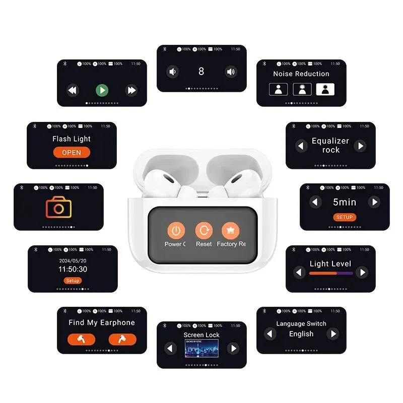 ANC Earbuds Touch Screen Display