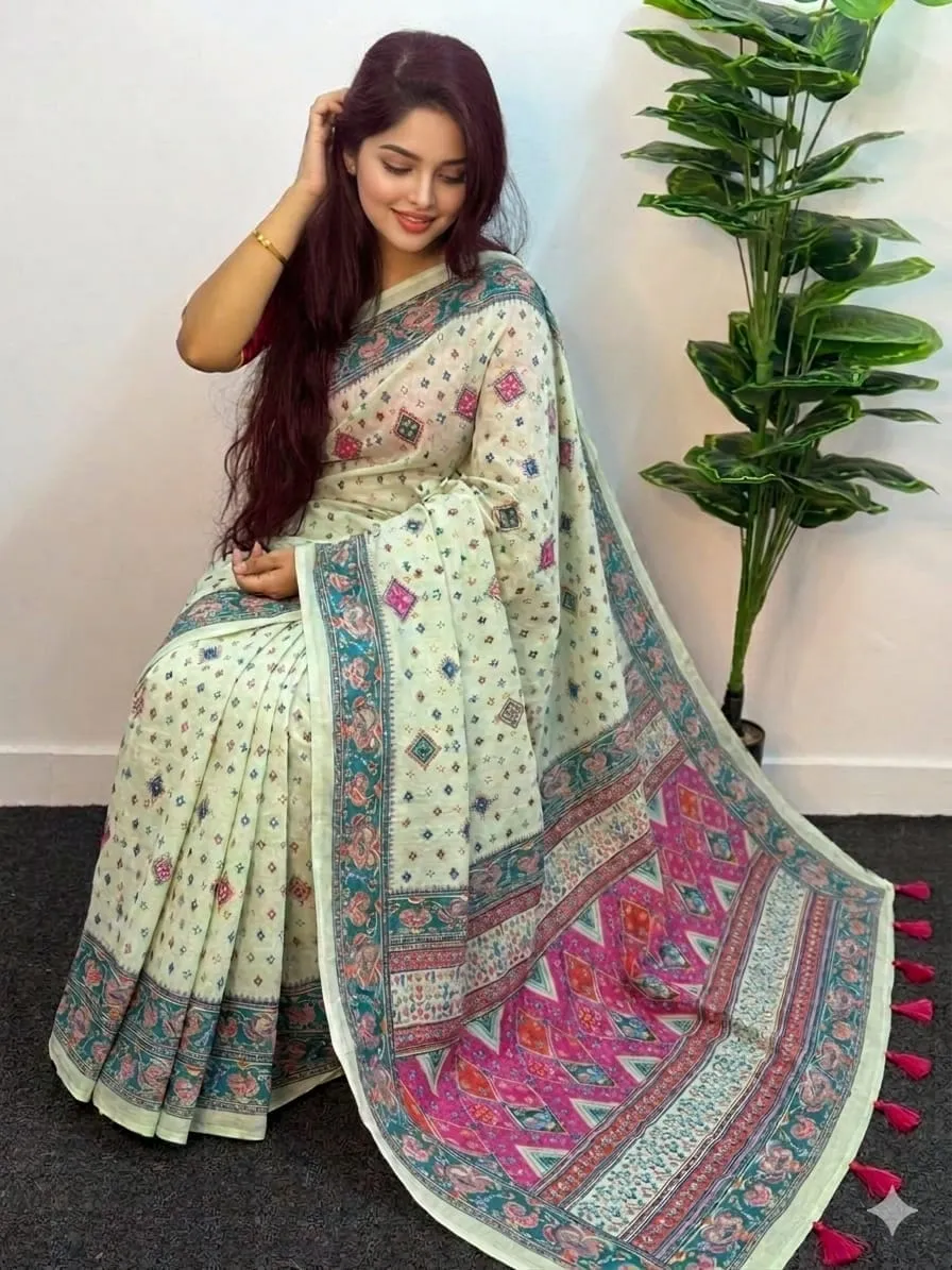 Cotton Skin Print Sharee with Blouse Piece