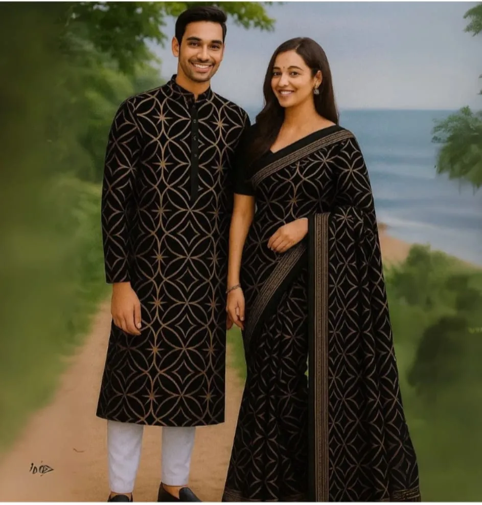 Special Couple Sharee Panjabi